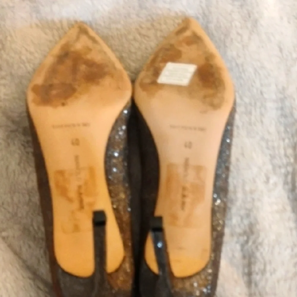Manolo Blahnik Silver And Gold Sparkle Heels